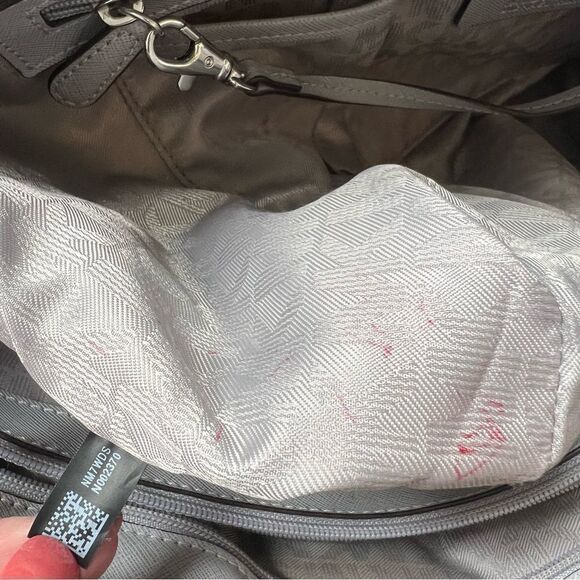 Michael Kors Jet Set Travel Saffiano Leather Top-Zip Tote Bag Gray - Picture 13 of 16